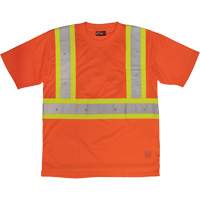 T-shirt de s&eacute;curit&eacute; avec poche &agrave; manches courtes, Polyester, Grand, Orange haute visibilit&eacute; Absolute Business Supply