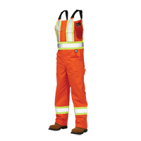 Salopettes de s&eacute;curit&eacute; non doubl&eacute;e, Poly-coton, Grand, Orange haute visibilit&eacute; Absolute Business Supply