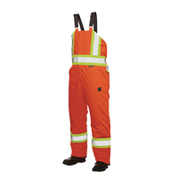 Salopettes de s&eacute;curit&eacute; doubl&eacute;e, Polyester/Polyur&eacute;thane, Grand, Orange haute visibilit&eacute; Absolute Business Supply