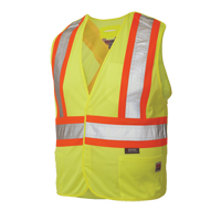Veste de s&eacute;curit&eacute; d&eacute;tachable en cinq points, Jaune lime haute visibilit&eacute;, Grand/T-Grand, Polyester Absolute Business Supply