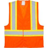Traffic Safety Vest, High Visibility Orange, Medium, Polyester Absolute Business Supply