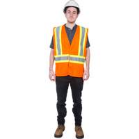 Traffic Safety Vest, High Visibility Orange, Medium, Polyester Absolute Business Supply