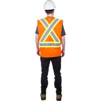 Traffic Safety Vest, High Visibility Orange, Medium, Polyester Absolute Business Supply