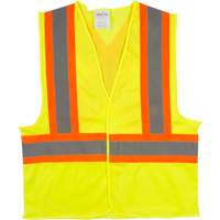Traffic Safety Vest, High Visibility Lime-Yellow, Medium, Polyester Absolute Business Supply