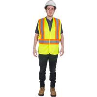 Traffic Safety Vest, High Visibility Lime-Yellow, Medium, Polyester Absolute Business Supply