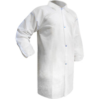 Disposable Lab Coat, Polypropylene, White, Medium Absolute Business Supply