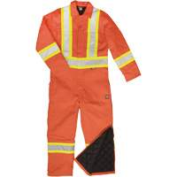 Combinaison en toile avec bandes r&eacute;fl&eacute;chissantes, Petit, Orange Absolute Business Supply