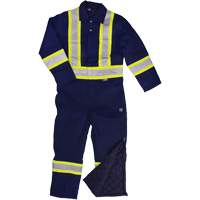 Combinaison en toile avec bandes r&eacute;fl&eacute;chissantes, Petit, Bleu marin Absolute Business Supply