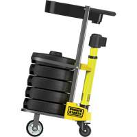 Chariot de transport avec plateau pour barri&egrave;re PLUS, 75' lo, M&eacute;tal, Jaune Absolute Business Supply