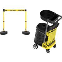 Chariot de transport avec plateau pour barri&egrave;re PLUS, 75' lo, M&eacute;tal, Jaune Absolute Business Supply
