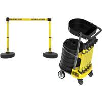 Chariot de transport avec plateau pour barri&egrave;re PLUS, 75' lo, M&eacute;tal, Jaune Absolute Business Supply