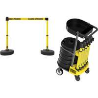 Chariot de transport avec plateau pour barri&egrave;re PLUS, 75' lo, M&eacute;tal, Jaune Absolute Business Supply