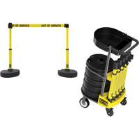Chariot de transport avec plateau pour barri&egrave;re PLUS, 75' lo, M&eacute;tal, Jaune Absolute Business Supply