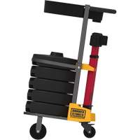 Chariot de transport avec plateau pour barri&egrave;re PLUS, 75' lo, M&eacute;tal, Rouge Absolute Business Supply