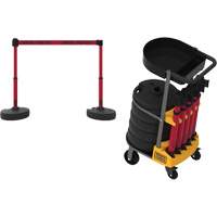 Chariot de transport avec plateau pour barri&egrave;re PLUS, 75' lo, M&eacute;tal, Rouge Absolute Business Supply
