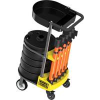 Chariot de transport avec plateau pour barri&egrave;re PLUS, 75' lo, M&eacute;tal, Orange Absolute Business Supply