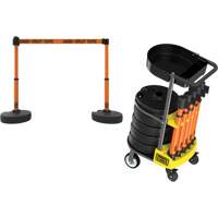 Chariot de transport avec plateau pour barri&egrave;re PLUS, 75' lo, M&eacute;tal, Orange Absolute Business Supply