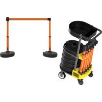 Chariot de transport avec plateau pour barri&egrave;re PLUS, 75' lo, M&eacute;tal, Orange Absolute Business Supply
