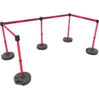 PLUS Barrier Post Set X5, Plastic, 42" H, Red Tape, 15' Tape Length Absolute Business Supply