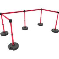 PLUS Barrier Post Set X5, Plastic, 42" H, Red Tape, 15' Tape Length Absolute Business Supply