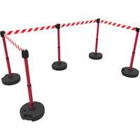 PLUS Barrier Post Set X5, Plastic, 42" H, Red Tape, 15' Tape Length Absolute Business Supply