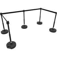 PLUS Barrier Post Set X5, Plastic, 42" H, Black Tape, 15' Tape Length Absolute Business Supply