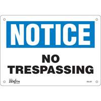 Enseigne No Trespassing, 7" x 10", Aluminium, Anglais Absolute Business Supply