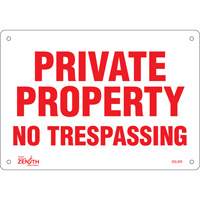 Enseigne Private Property, 7" x 10", Aluminium, Anglais Absolute Business Supply