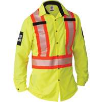 Ripstop High-Visibility Long Sleeve Shirt, Polyester, Small, High Visibility Lime-Yellow Absolute Business Supply