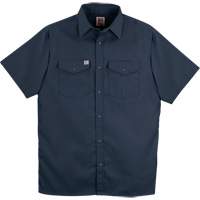 Chemise de travail &agrave; manches courtes en tissu crois&eacute; avec boutons-pression, Hommes, Petit, Bleu marine Absolute Business Supply