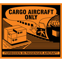 "Cargo Aircraft Only" Handling Labels, 4-3/4" L x 4-1/4" W, Orange Absolute Business Supply