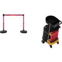 Syst&egrave;me de barri&egrave;re &agrave; chariot portatif avec plateau Plus, 75' lo, M&eacute;tal/Plastique, Rouge Absolute Business Supply