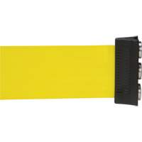 Cassette de ruban magn&eacute;tique pour barri&egrave;re de contr&ocirc;le des foules personnalis&eacute;e, 12', Ruban Jaune Absolute Business Supply