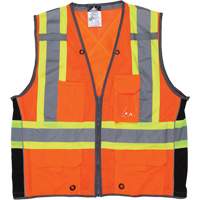 Veste de s&eacute;curit&eacute; pour arpenteur, Orange haute visibilit&eacute;, Grand, Polyester Absolute Business Supply