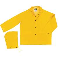 Classic Series Rain Jacket with Detachable Hood, Polyester/PVC, Large, Yellow Absolute Business Supply