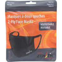 2-Ply Reusable Face Masks, Polyester, Black Absolute Business Supply