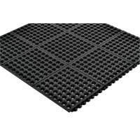 Tapis antifatigue &agrave; imbrication Cushion-Ease 550, &agrave; fentes, 3' x 3' x 3/4", Noir, Caoutchouc Absolute Business Supply
