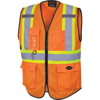 6958 Gilet de s&eacute;curit&eacute; &agrave; fermeture &eacute;clair avant, Orange haute visibilit&eacute;, Petit, Polyester Absolute Business Supply