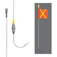 Tiges de s&eacute;curit&eacute; tout-temps de s&eacute;rie lourde avec lumi&egrave;re DEL constante Safety Whip, Fixation Ressort, Hauteur 5', Orange avec X r&eacute;fl&eacute;chissant Absolute Business Supply