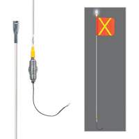 Tiges de s&eacute;curit&eacute; tout-temps de s&eacute;rie lourde avec lumi&egrave;re DEL constante Safety Whip, Fixation Ressort, Hauteur 5', Orange avec X r&eacute;fl&eacute;chissant Absolute Business Supply