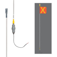 Tiges de s&eacute;curit&eacute; tout-temps de s&eacute;rie lourde avec lumi&egrave;re DEL constante Safety Whip, Fixation Ressort, Hauteur 12', Orange avec X r&eacute;fl&eacute;chissant Absolute Business Supply