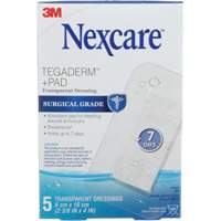 Nexcare Tegaderm + Pad Transparent Dressing, Rectangular/Square, 4", Plastic, Sterile Absolute Business Supply