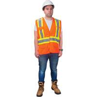 CSA-Compliant High-Visibility Surveyor Vest, High Visibility Orange, Medium, Polyester Absolute Business Supply