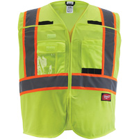 Veste de s&eacute;curit&eacute; pour signaleur, Jaune lime haute visibilit&eacute;, Moyen/Petit Absolute Business Supply
