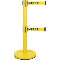 Barri&egrave;re pour le contr&ocirc;le des foules &agrave; courroie double, Acier, 35" h, Ruban Jaune, Longueur du ruban 7' Absolute Business Supply