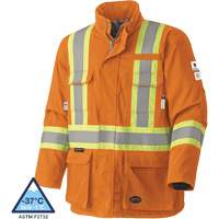 5533 Flame-Resistant Safety Parka, Small, High Visibility Orange, 58 cal/cm² Absolute Business Supply