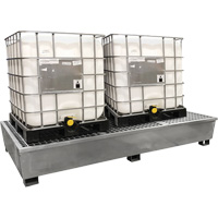 Steel Ultra-Twin IBC Spill Pallet&reg;, 370 US gal. Spill Capacity, 103.8" x 26.8" x 51.1" Absolute Business Supply