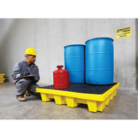 Ultra-Spill Pallet emboitable, 4 barils, Capacit&eacute; de d&eacute;versement 66 gal. US, 51" x 51" x 10" Absolute Business Supply
