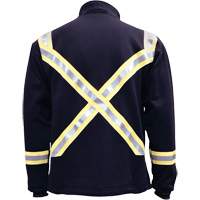 Flame Resistant Striped Full Zip Fleece Jacket, Small, Navy Blue Absolute Business Supply