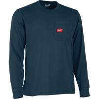 Gridiron Long-Sleeved Pocket-T-Shirt, Men's, Small, Blue Absolute Business Supply